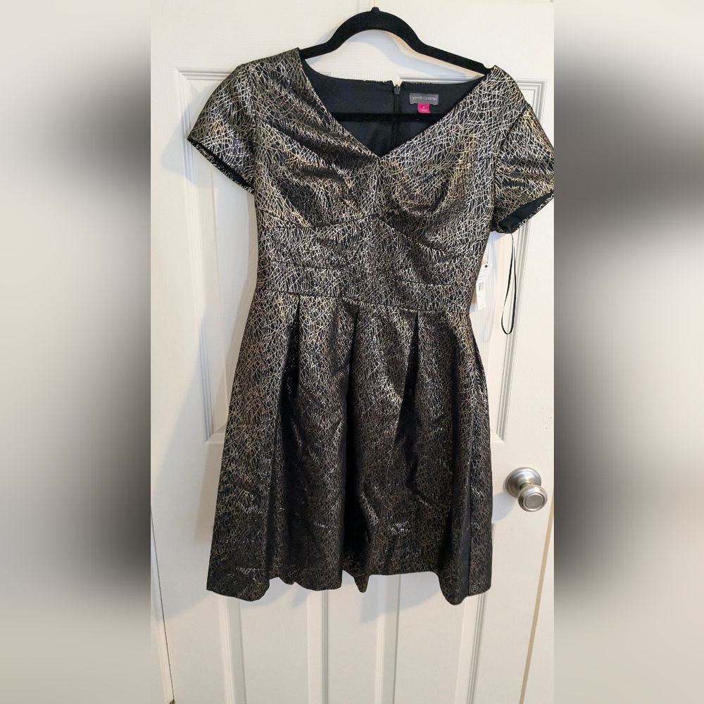 Vince Camuto Black and Gold Mini Dress